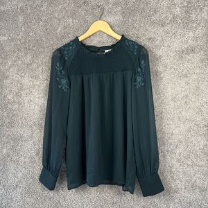 Mason & Belle Shirt Womens Large Green Long Sleeve Lined Stitch Fix Top